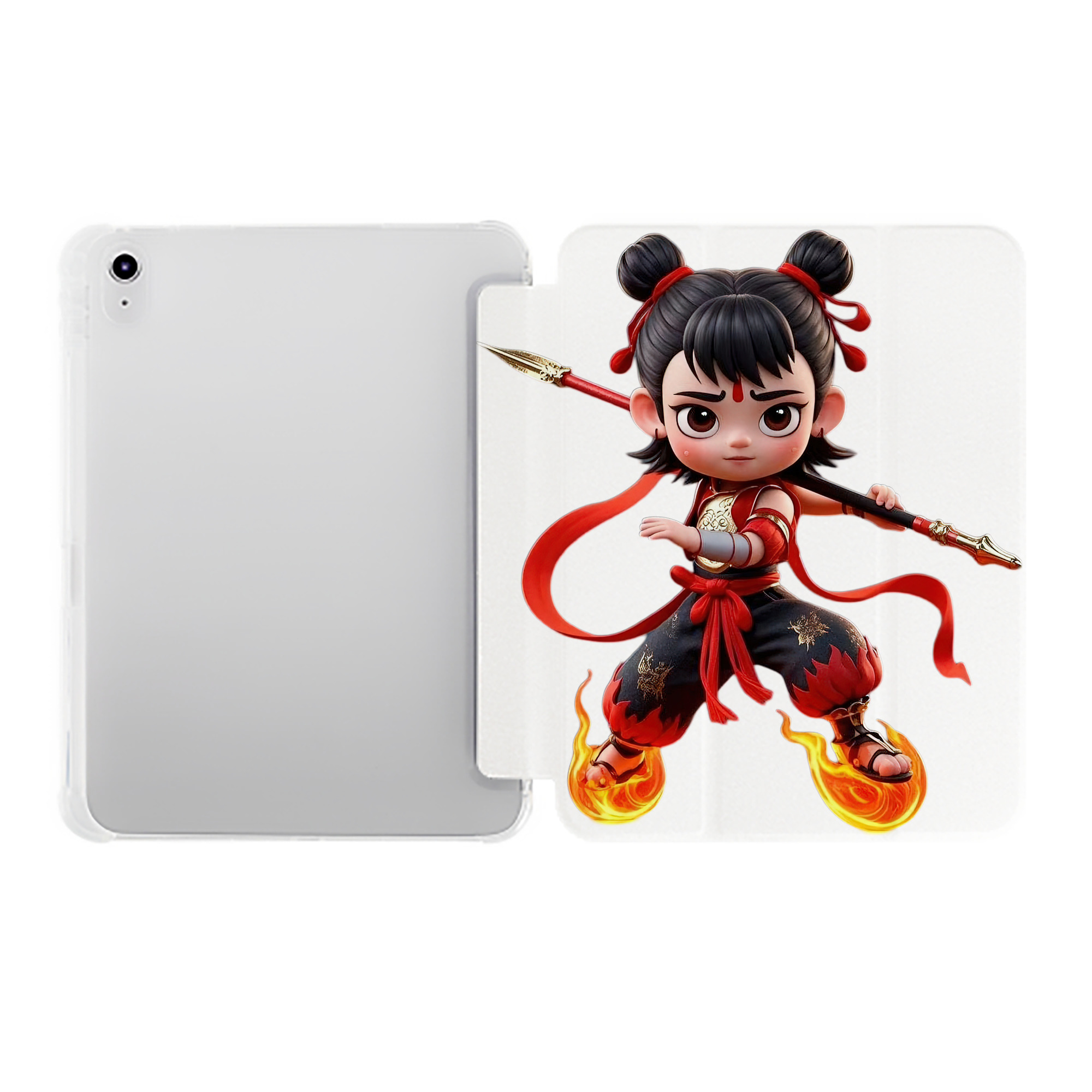 （画像用） Ne Zha 2 ナタ 魔童の大暴れ IPad ケース ペン収納付き 三つ折りスタンド PUレザー×シリコン 対応機種9.5/10.5/10.9インチ